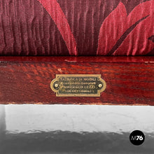 画像をギャラリービューアに読み込む, Armchair in wood and red fabric, 1930s
