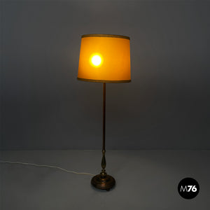 Velvet and brass floor lamp, 1940s