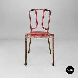Red metal chairs, 1940s