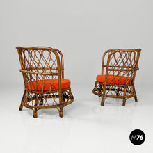 Load image into Gallery viewer, Rattan cockpit armchairs, 1970s
