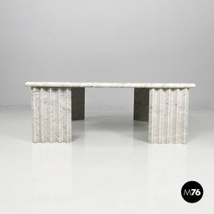 Rectangular coffe table in white marble by Carlo Scarpa, 1980s
