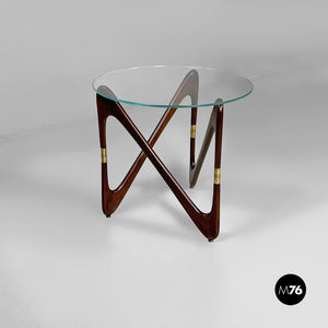 Coffe table in glass and wood, 1950s