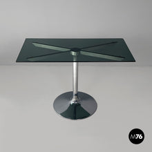 Carica l'immagine nel visualizzatore di Gallery, Coffee table in steel and smoked glass, 1970s
