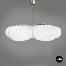 Load image into Gallery viewer, Opaline glass and metal chandelier, 1970s
