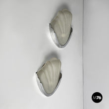 Load image into Gallery viewer, Shell-shaped wall lamps in glass and metal, 1930s
