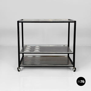 Cart in steel and black metal, 1980s