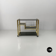 Carica l'immagine nel visualizzatore di Gallery, Brass and smoked glass bar cart, 1970s
