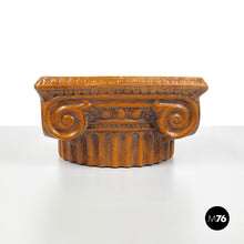 Load image into Gallery viewer, Ionic capital centerpiece in brown ceramic, 1980s
