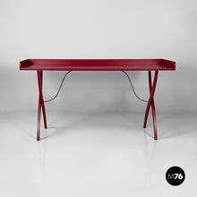 画像をギャラリービューアに読み込む, Console in burgundy wood and metal, 1980s
