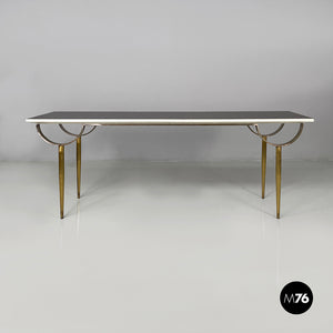 Console in wood and brass, 1980s