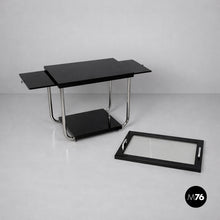 Load image into Gallery viewer, Cart in black wood, glass and steel, 1930s
