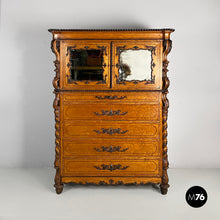 Carica l'immagine nel visualizzatore di Gallery, Sideboard with mirrors in turned wood, 1930s

