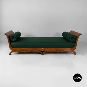 Daybed in green fabric and wood, 1940s