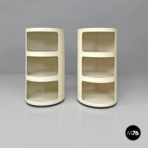 White plastic bedside tables Componibili by Anna Castelli Ferrieri for Kartell, 1970s