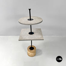 Load image into Gallery viewer, Two tops coffee table with travertine base, 1980s
