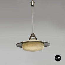 将图片加载到图库查看器，Chandelier in opaline glass and metal, 1930s
