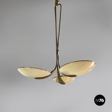 画像をギャラリービューアに読み込む, Chandelier in glass and brass, 1950s
