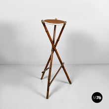 Load image into Gallery viewer, Pedestal in brown leather and bamboo, 1930s
