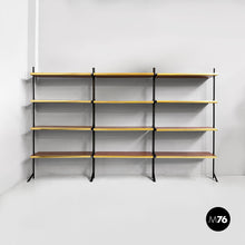 将图片加载到图库查看器，Bookcase in wood, brass and black metal, 1960s
