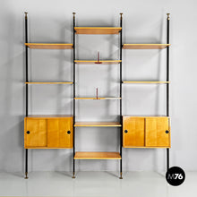 Load image into Gallery viewer, Modular bookcase in wood and black metal, 1960s
