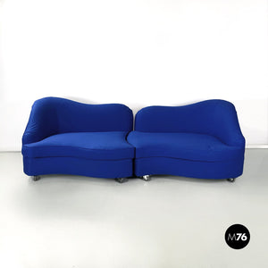 Modular rounded sofa in electric blue fabric by Maison Gilardino, 1990s