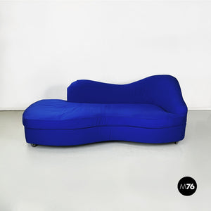 Rounded sofa in electric blue fabric by Maison Gilardino, 1990s