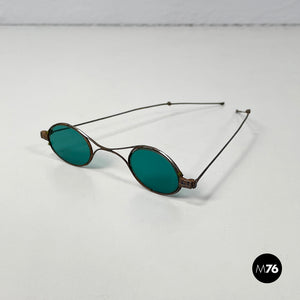 Sunglasses in green glass and metal, mid 1900s