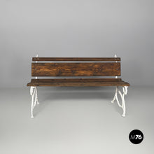 Load image into Gallery viewer, Wooden and white cast iron bench, 1930s
