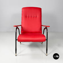 Load image into Gallery viewer, Armchair in red sky and black metal, 1960s
