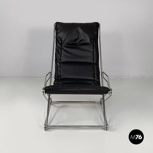 Armchair in faux leather and steel, 1970s