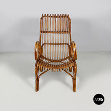 Load image into Gallery viewer, Armchairs with armrest in rattan, 1960s
