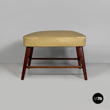 Carica l'immagine nel visualizzatore di Gallery, Pouf in wood and beige satin, 1940s
