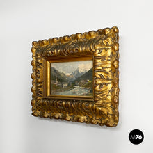 Load image into Gallery viewer, Oil painting with golden plaster frame, 1950s
