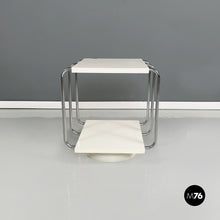 Load image into Gallery viewer, Double-shelf coffee table in white painted wood and metal, 1980s
