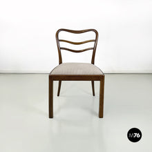 将图片加载到图库查看器，Chairs in wood and beige velvet, 1930s
