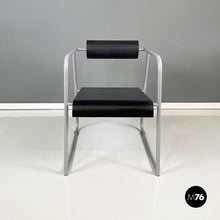 Load image into Gallery viewer, Chair in gray metal, black rubber and wood, 1980s
