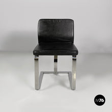 画像をギャラリービューアに読み込む, Chair in black leather and steel, 1980s
