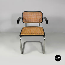 Load image into Gallery viewer, Chair in straw, black wood and steel, 1960s
