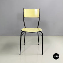 Charger l&#39;image dans la galerie, Chair in light yellow laminate and black metal, 1960s
