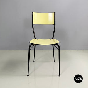 Chair in light yellow laminate and black metal, 1960s