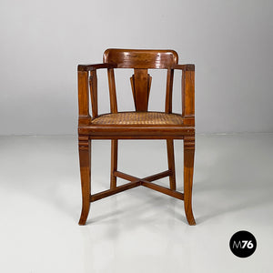 Tub chair in wood and straw, 1930s