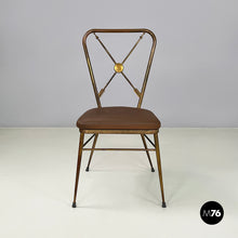 画像をギャラリービューアに読み込む, Chair in brass and brown fabric, 1950s
