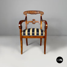 画像をギャラリービューアに読み込む, Chairs in wood and fabric, mid 19th century
