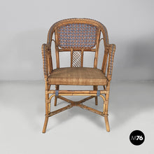 Load image into Gallery viewer, Chairs in rattan and light blue rattan, early 1900s
