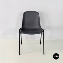 将图片加载到图库查看器，Stackable chairs in grey  plastic and black metal, 2000s
