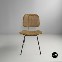将图片加载到图库查看器，Rattan and black metal chairs, 1960s
