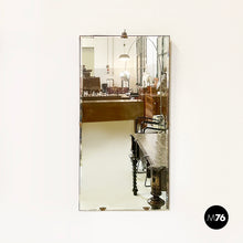 Carica l&#39;immagine nel visualizzatore di Gallery, Rectangular wall mirror in wood and burnished brass, 1960s
