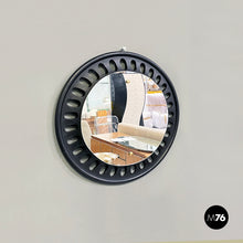 Load image into Gallery viewer, Round wall mirror in black wood, 20th century
