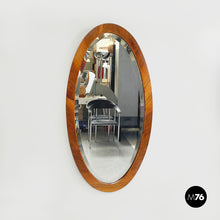 Load image into Gallery viewer, Oval shaped wall mirror with wooden frame, 1960s
