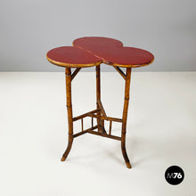 Carica l&#39;immagine nel visualizzatore di Gallery, Coffee table with red wood clover top and bamboo, 1900-1950s
